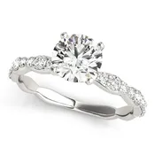 1.3CT Lab Diamond Engagement Ring 14K White Gold Unique Wavy Design
