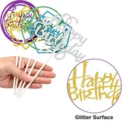 “Happy Birthday” Glittery Cake Topper