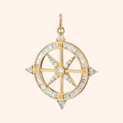"Adventure" Compass Charm with Baguette Diamonds