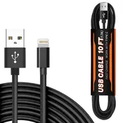 10FT USB Cable For IOS In Black -SKU:DC35-8P10FTBK