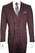 1920 - BURGUNDY/WHITE - Mens Modern Fit Suit