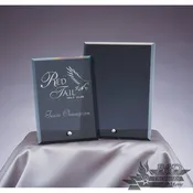 Bevel Edge Glass Standing Plaque Award - Smoked