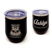Premium 12 oz. Stemless Wine Tumblers – Black (With Engraving)