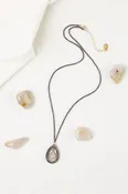 Alchemy 18-20" Black Lip Shell And Golden Rutilated Quartz Simple Necklace
