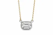 Emerald Cut Diamond Bezel Necklace