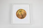 Basketball Watercolor Art with White Frame