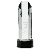 10 3/4″ Crystal Octagon Slant-Top Tower on Black Crystal Base