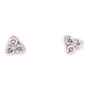 14K White Gold Diamond Cluster Earrings