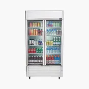 18.3 Cu. Ft. Double Glass Door Upright Display Cooler – Silver