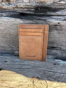 Albrint Light Brown Crazy Horse Leather Front Pocket Wallet