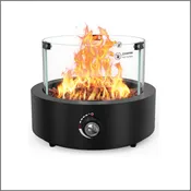 15.7" Portable Propane Fire Pit, 23,000 BTU Tabletop Smokeless Fire Pit with Wind Guard
