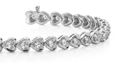 7-Inch Heart Link Diamond Bracelet 1.0 Carat Total Weight