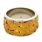 10mm Ladies Gold Nugget & White Gold Ring