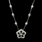 1.00ct. Sapphire & .33ct. T.W. Diamond Estate Necklace 18K White Gold - J42384