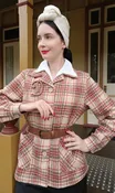 1940's Button Down Jacket-Red/Tan