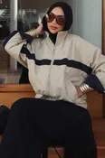 Colorblock Stand Collar Zip-Up Jacket