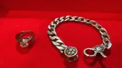 Silver Ring &amp;amp; Chain Bracelet Set