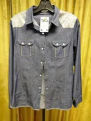 Tasha Palozzi Denim & Sequin Blouse Size S