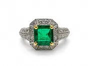 18K Emerald Diamond Ring