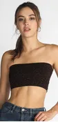 Bandeau Bra Top with Leopard Print Design Brown