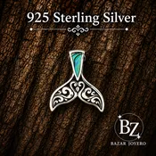 925 Sterling Silver Abalone Whale Tail Pendant