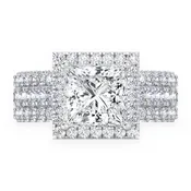 2 Carat Princess Cut 3 Row Ring 14k