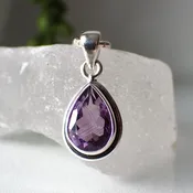 Amethyst Faceted Sterling Silver Pendant