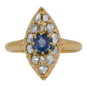 Antique 0.61 Carats Diamond &amp; Sapphire Ring