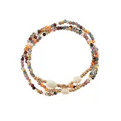 3 Row Glass Bead Accented Pearl Bracelet - Multi