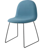 3D Dining Chair - Front Upholstered, Sledge Base, Black Semi Matte Base, Oak Semi Matt Lacquered