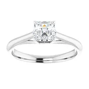#122047 257 14K White 5 mm Asscher Solitaire Engagement Ring – Includes all Diamonds