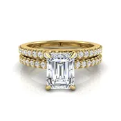 1.5 Carat Emerald Cut Lab Grown Diamond Bridal Ring Set