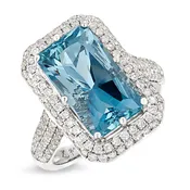 18KT White Gold Aquamarine and Diamond Ring
