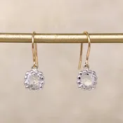 19th Century Old Mine Cut Crystals in Silver & Gold Earrings