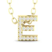Diamond Studded Initial Letter Pendant - E