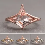 1.02 Carat Kite Morganite Engagement Ring, Split Shank Jane Setting