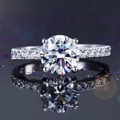 2 Carat 925 Sterling Silver Hearts Bridal Engagement Ring