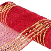 10.25"X10YD MATTE/METALLIC BORDER MESH - RED/GOLD - RY851639