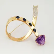 Gold Diamond Twist Arrow Pin