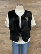 Black Block Suede Vest Embellished by Trish - Size Medium