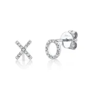 14KT WHITE GOLD "X" "O" EARRINGS