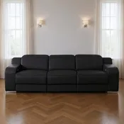 103" Black Italian Leather Reclining USB Sofa