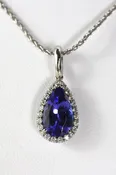 3.09 Carat Tanzanite & Diamond Teardrop Pendant