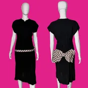 1940s Striped Taffeta Peplum Dress – Size M