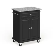 Compact Gray Granite Top Cart/ Island in Black Finish - 18d x 31w x 35.5h