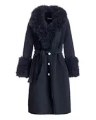 Belted Wool Coat with Cashmere Goat Trim-Maximilian