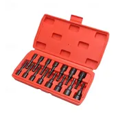 15PCS Impact Socket Set, Chrome Vanadium Steel Magnetic Hex Sockets, Impact-Resistant Auto Repair Tool Kit with Portable Red Storage Case for Car, Garage, Workshop and DIY Maintenance