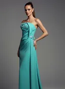 MNM Couture B1189 – Strapless Column Evening Gown with 3D Floral Accent