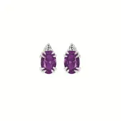 0.04Ctw Diamond & Amethyst Birthstone Earrings