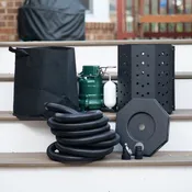 Complete Sump Pump Installation Kit - Pump, Bucket, Filter Bag & Discharge Hose